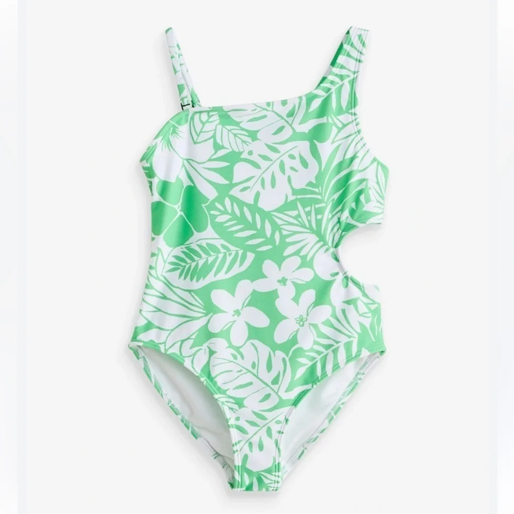 Abercrombie Kids Aysmmetrical Cut Out Floral Swimsuit!